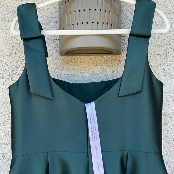 NWT Alfred Sung Winslet Satin Fit & Flare Maxi Dress Shoulder Bows Size 14 D868 - Picture 7 of 13